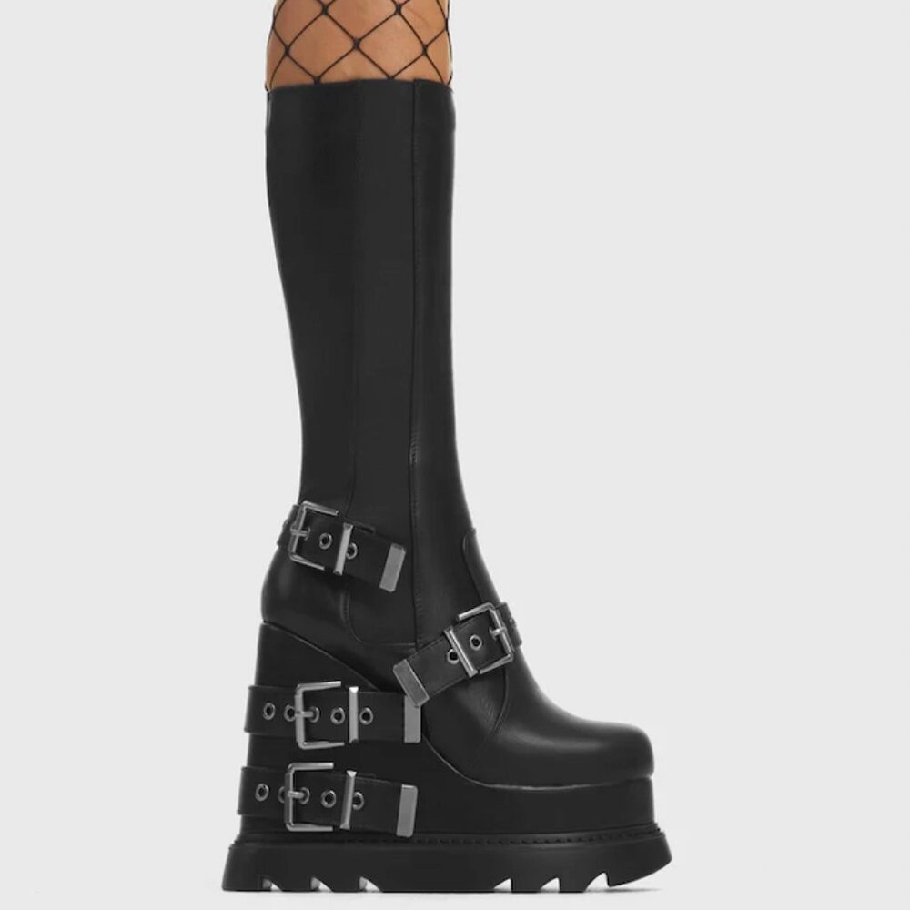 LaModa Causing Riots Chunky Platform Calf Boots